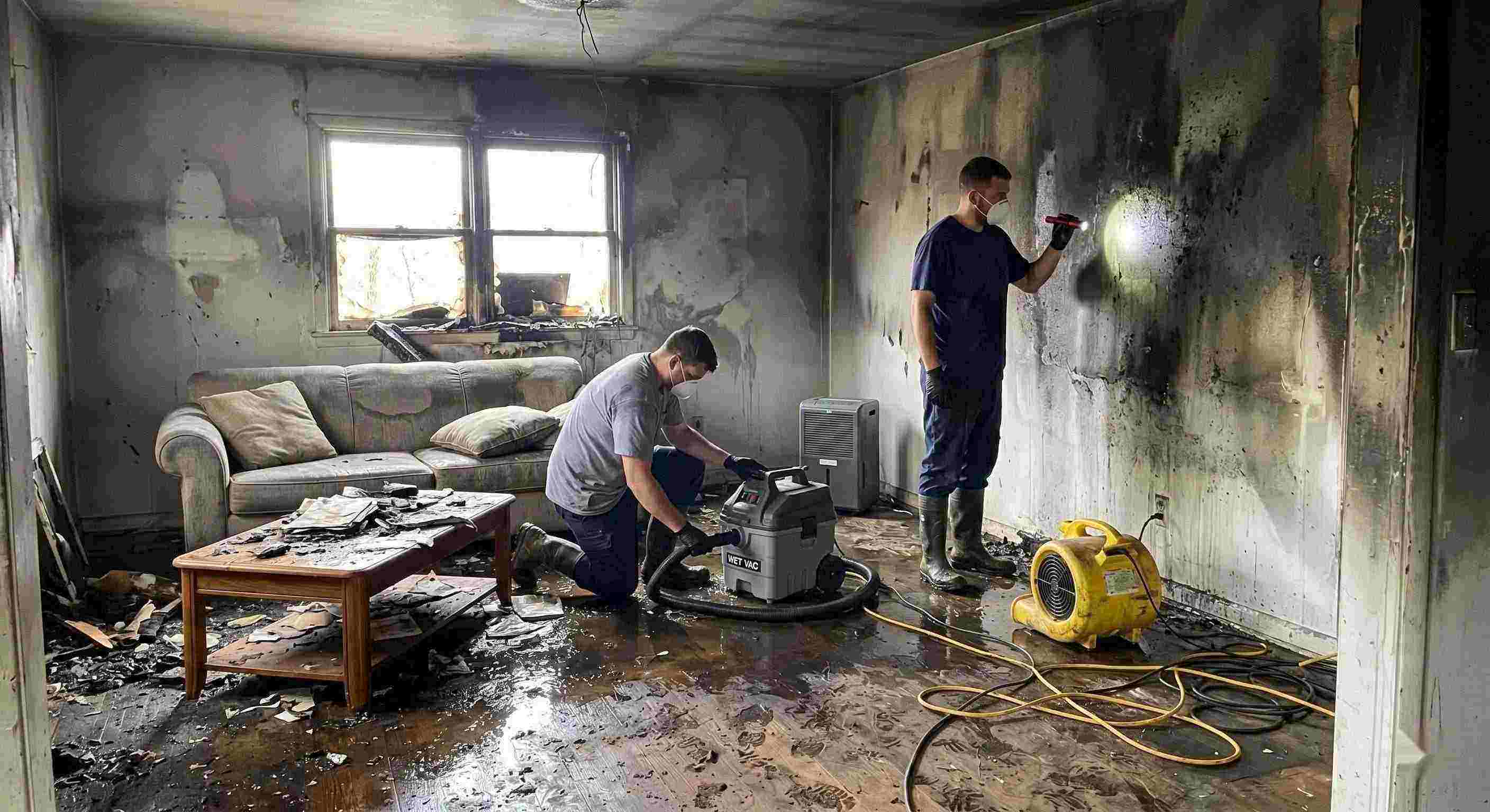 Top-rated fire damage restoration cleanup with water removal and smoke damage repair in Pembroke Pines home