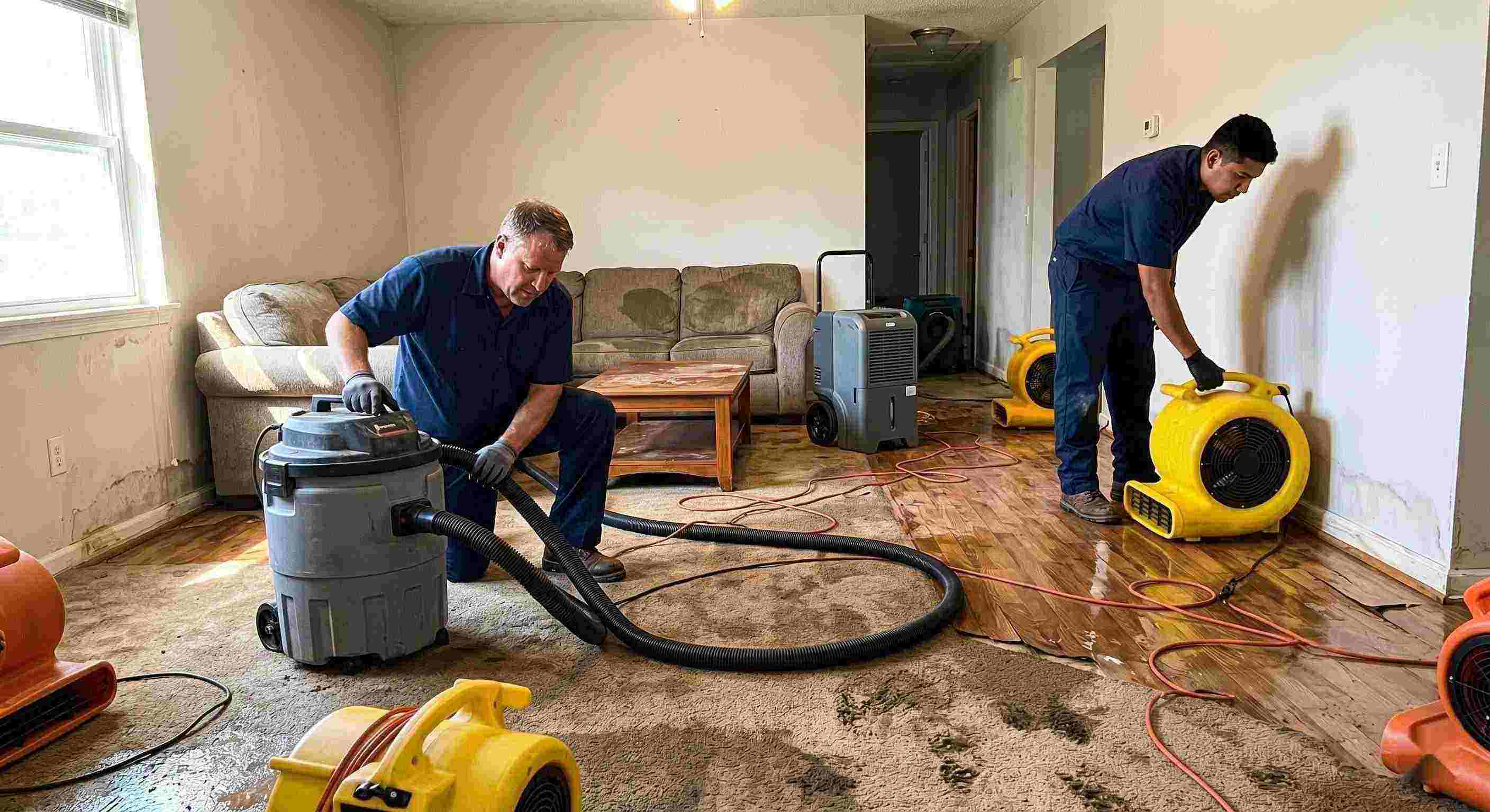 Top-rated water extraction and drying service in Pembroke Pines removing standing water and moisture from flooded home interior